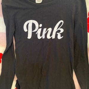 PINK Victoria's Secret Black Tee with White Logo